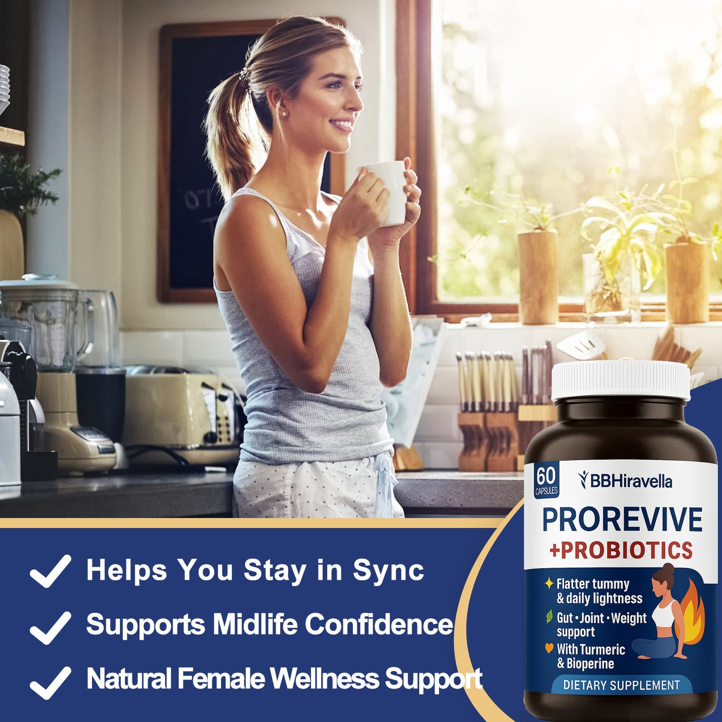 Provitalize for Women Menopause Support | Joint Comfort, Sexy Midsection Curves, Menopause Bloat Relief | Daily Use Item for Routine Ease | 60 Ct | Packaging May Vary