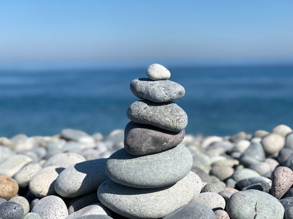 Balanced stacked stones symbolizing calm